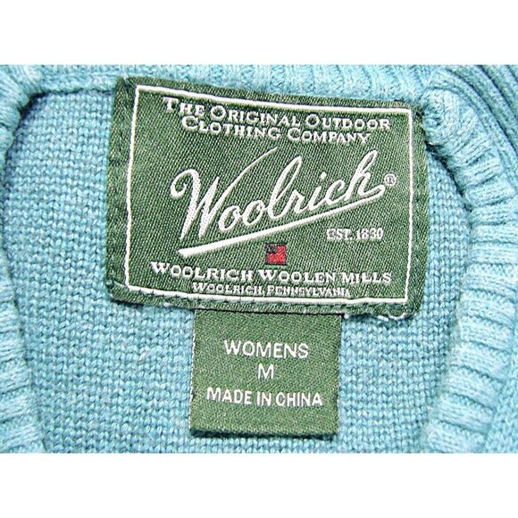 Vintage Womens Woolrich Atlantic Cotton Turquoise Snowflake V Neck Sweater Sz M - Picture 5 of 11